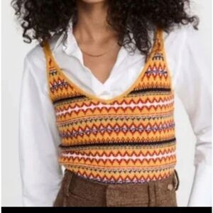 Rag & Bone Fair Isle Wool Camisole Sweater Women's XS yellow Shell layer